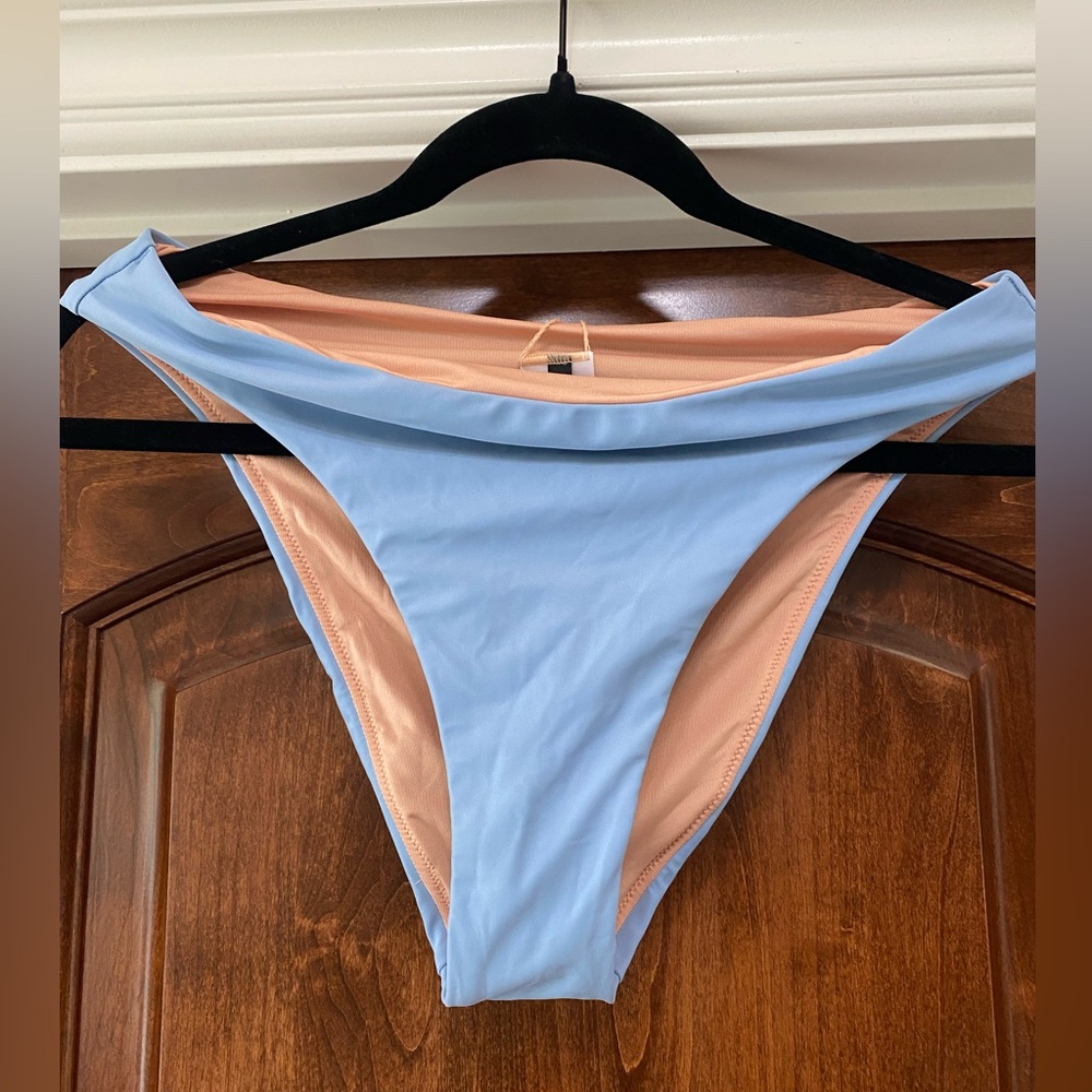 J. Crew High-rise cheeky bikini bottom in light blue Sz M new